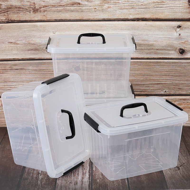 Kekow 4 Pack Plastic Stackable Storage Container with Lid, Clear Box 12 Liters gallery
