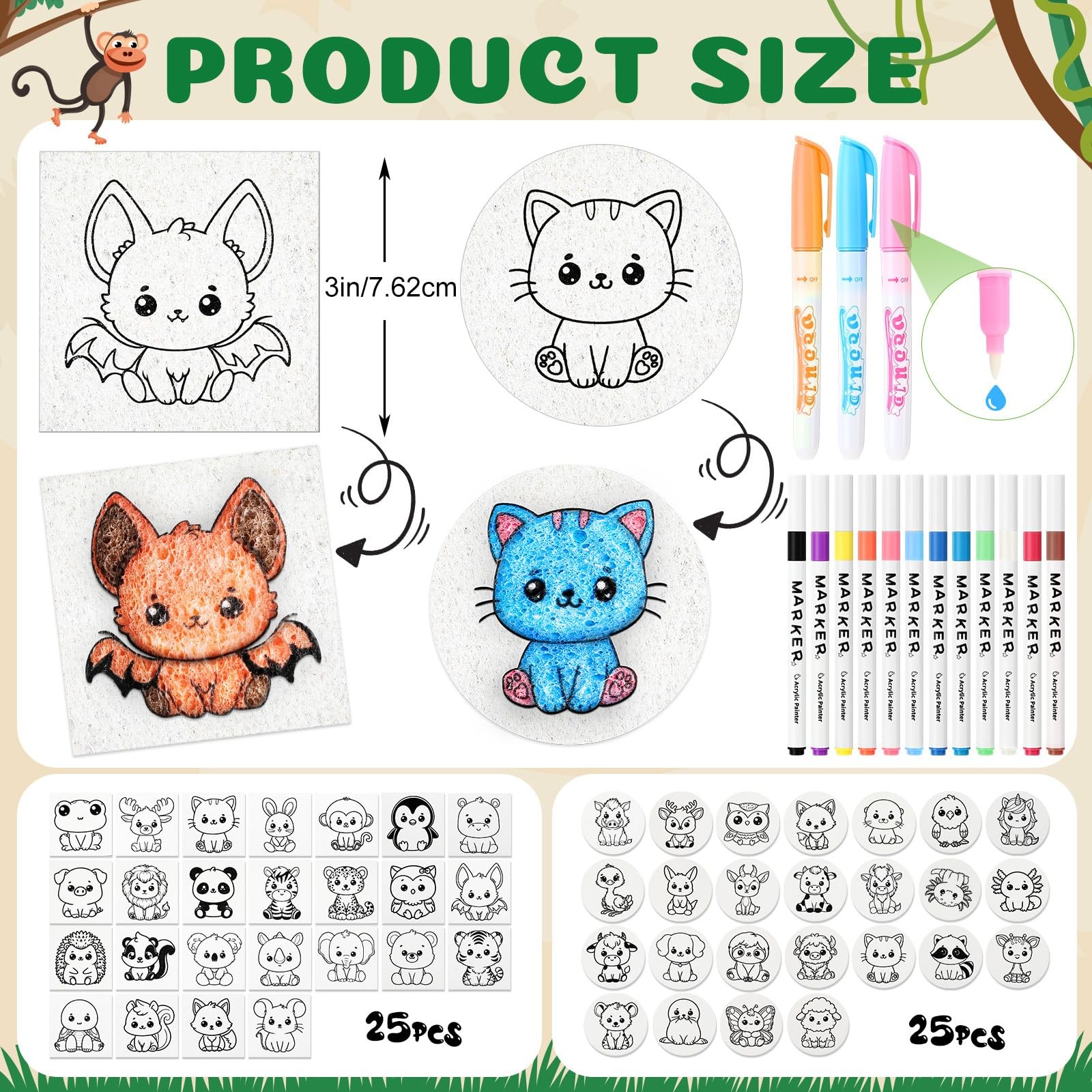 Maitys 65 Pcs Magic Foam Texture Paper Painting Kit, 3x3" White, Kids/Adults gallery