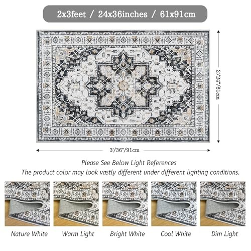 Washable Area Rug 2x3, Small Entryway Rug Non-Slip 2' x 3' (Rectangular) Black gallery