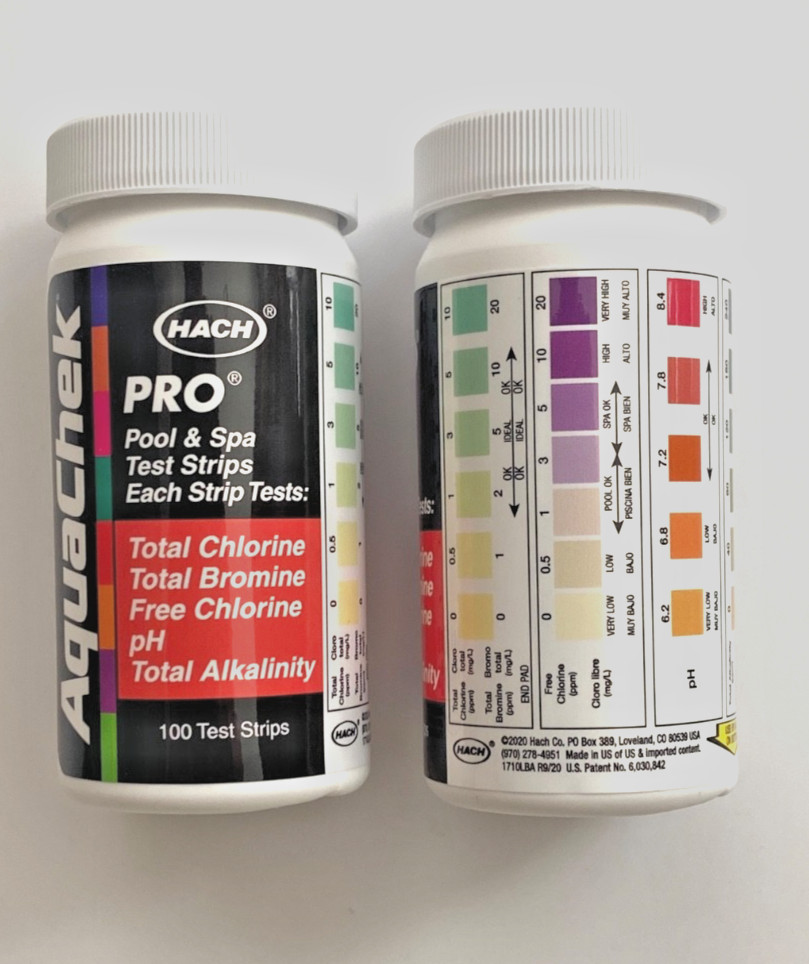 AquaChek Pro 5 in 1 Chlorine Test Strips Pool Spa 5 Way Test 100 ea. (2-Pack) gallery