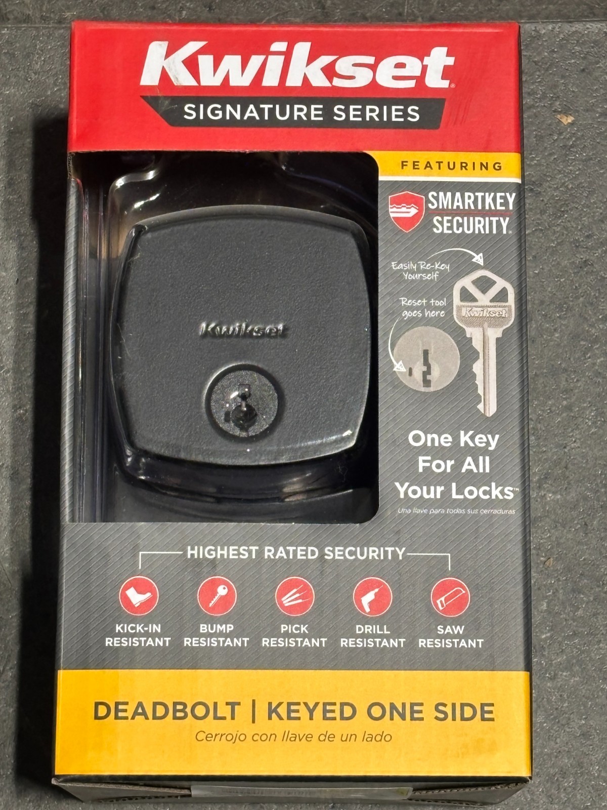 3X Kwikset Midtown Modern Exterior Keyed Front Entry Deadbolt Lock Matte Black gallery