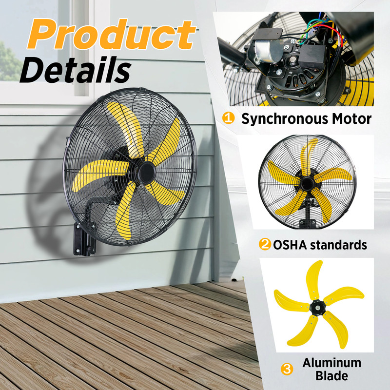 4900 CFM 20" Wall Fan Oscillating, Professional Industrial Wall Mount Fan gallery
