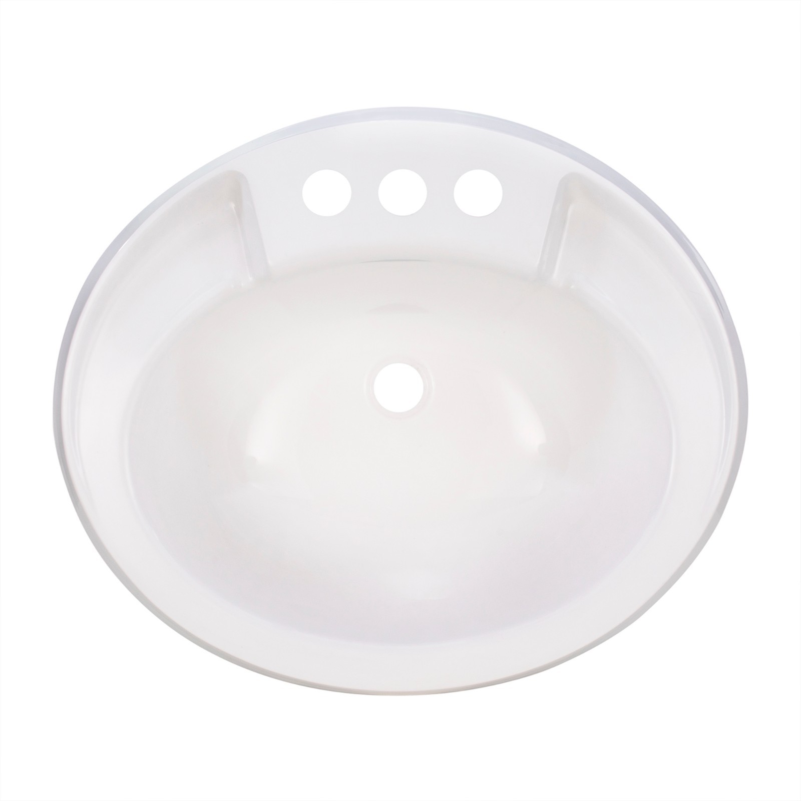 RecPro Oval RV Bathroom Sink White Single Bowl Sink 20"X17" Plastic gallery