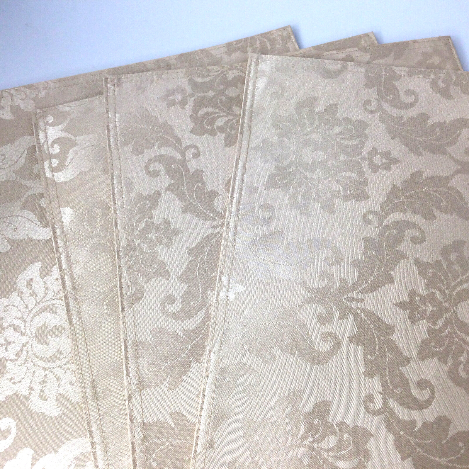 4 Placemats Beige Rectangular Damask Leaves 13 in x 19 in gallery