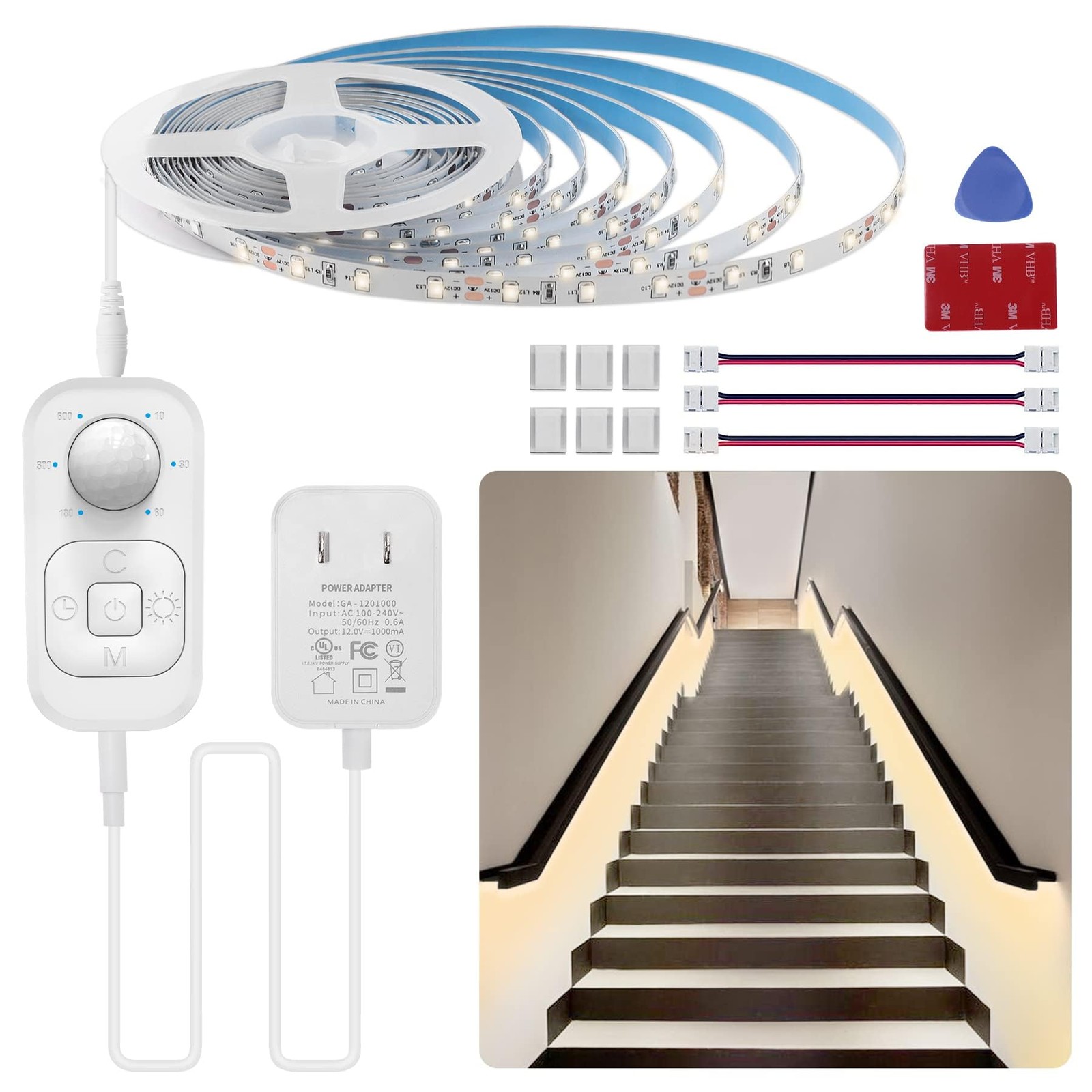 Motion Sensor Lights Indoor Plugin LED Step Strip Power Timer Dimmer Control gallery