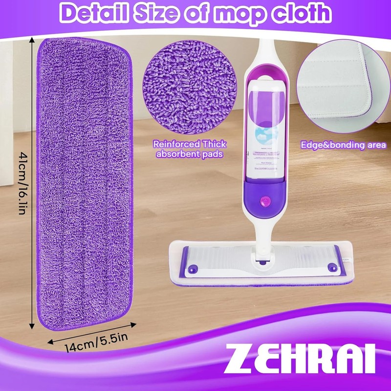 6 Pack Reusable Microfiber Mop Pads for Swiffer PowerMop, 13-16 Inch Spray Mop R gallery