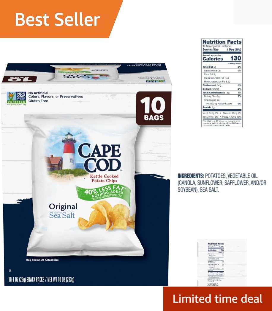 Cape Cod 10-Pack Less Fat Kettle Chips - Guilt-Free Snack Delight gallery