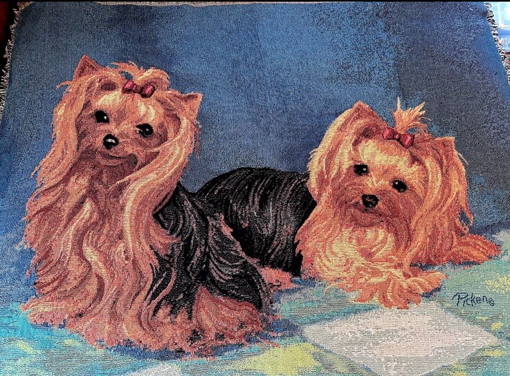 Yorkshire Terrier Yorkie Throw Blanket Artist Linda Picken Dog Tapestry Fringed gallery