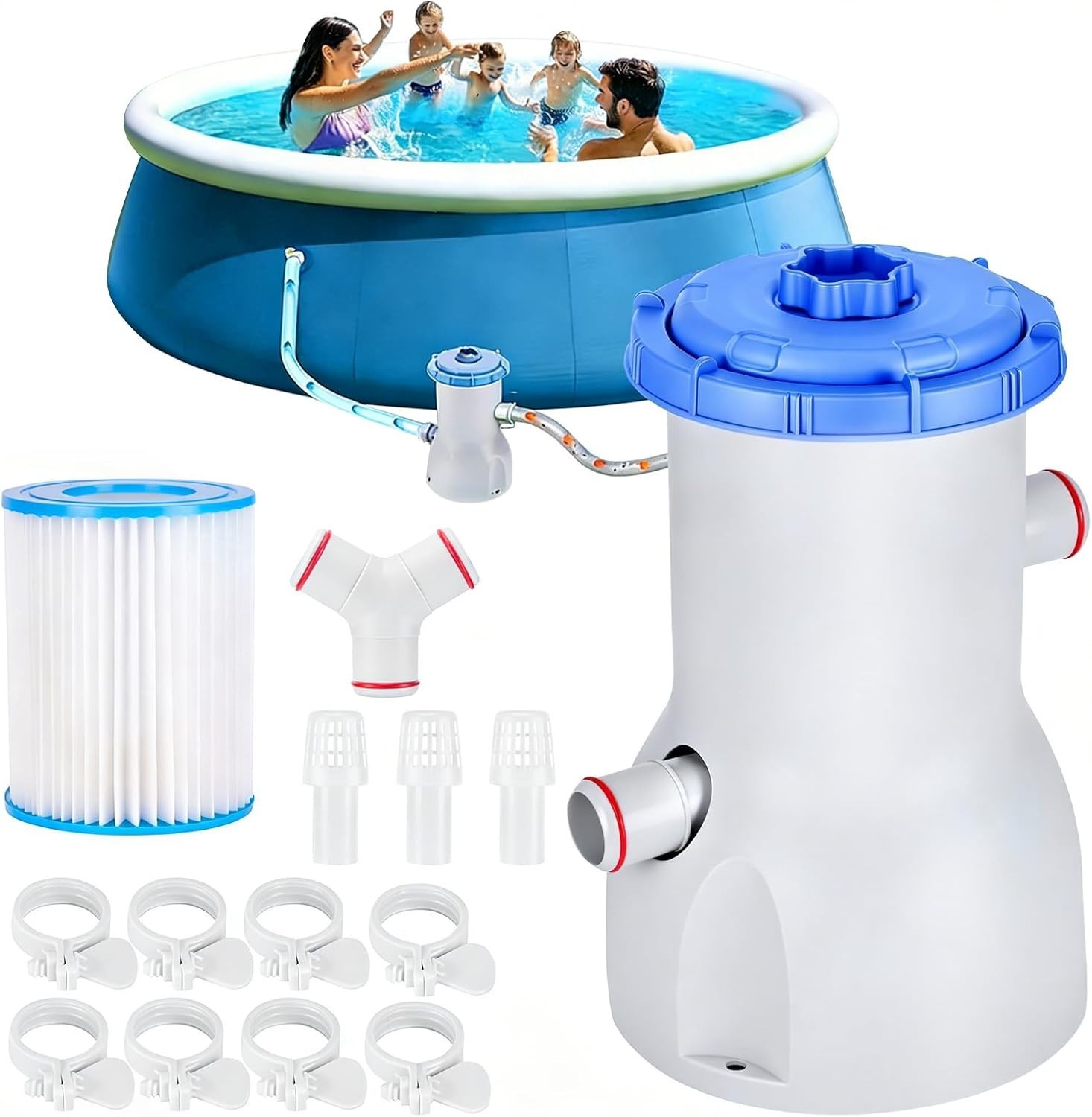 800 GPH Pool Filter Pump for above Ground Pools & Inflatables Powerful Circulate gallery