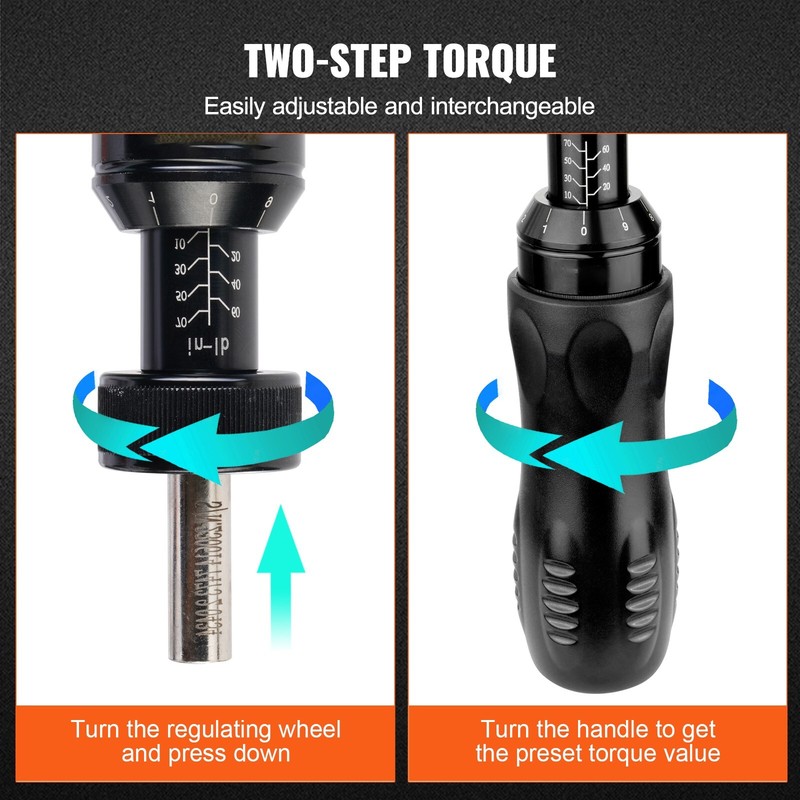 Adjustable Torque Screwdriver 1/4" Range 10-70 in/lb w/ 1 in-lb Increment gallery