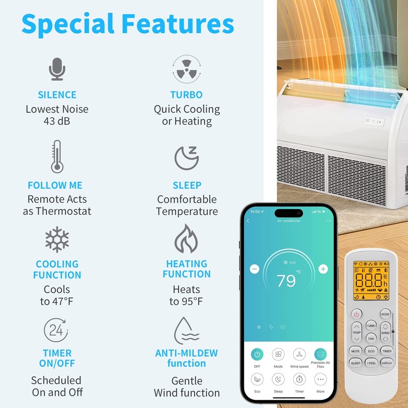 2 TON Ductless Mini Split Air Conditioner, Heat Pump CEILING FLOOR, 22200 BTU gallery