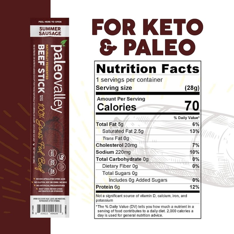 100% Grass Fed Summer Sausage Beef Sticks Free Beef Snack - High Protein..... gallery