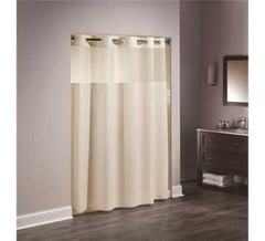 Focus Window Hookless Shower Curtains, Mystery Beige 71” L x 77” W