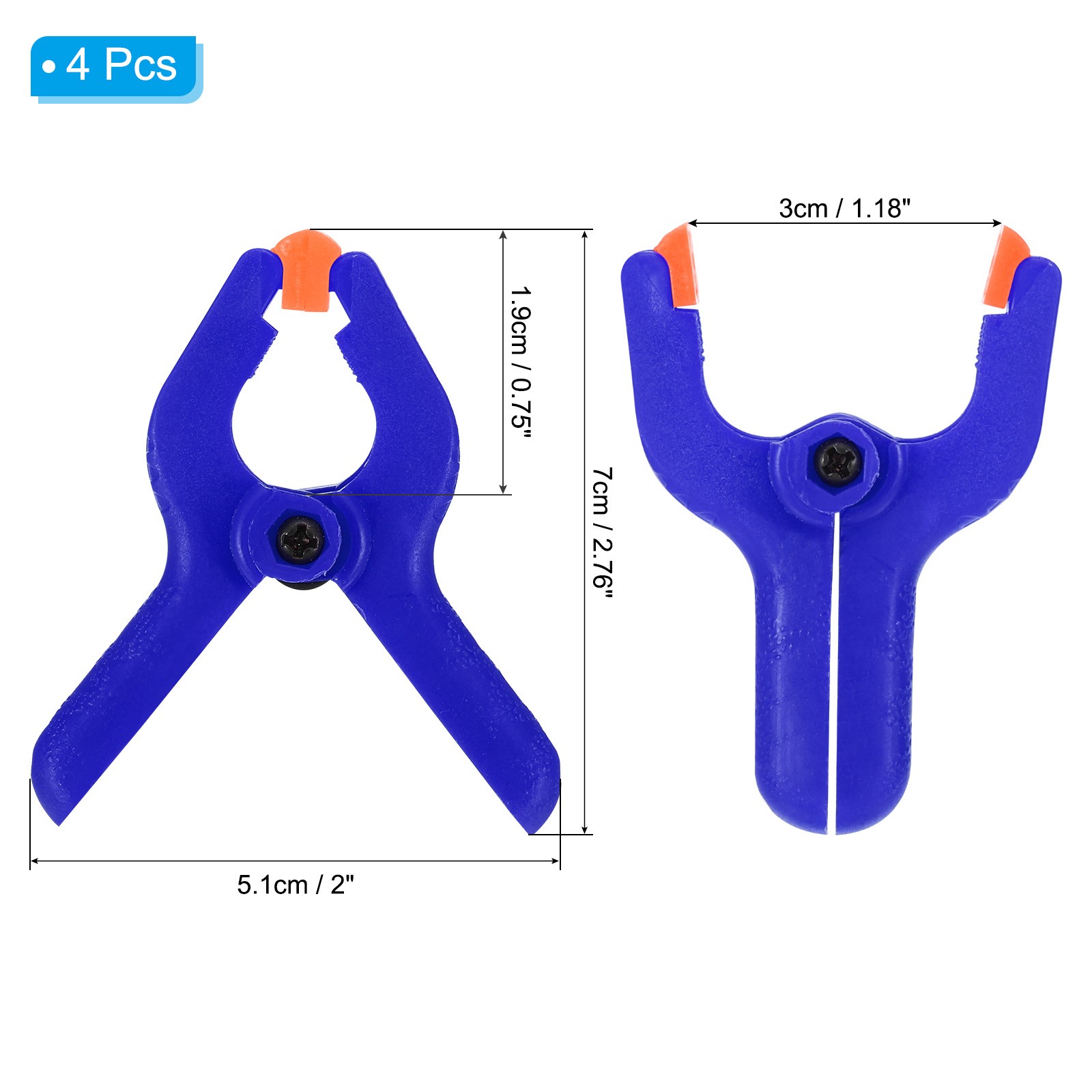 2 Inch Spring Clamps, 4 Pack Plastic Flexible Anti-slip Strong Clips, Blue gallery