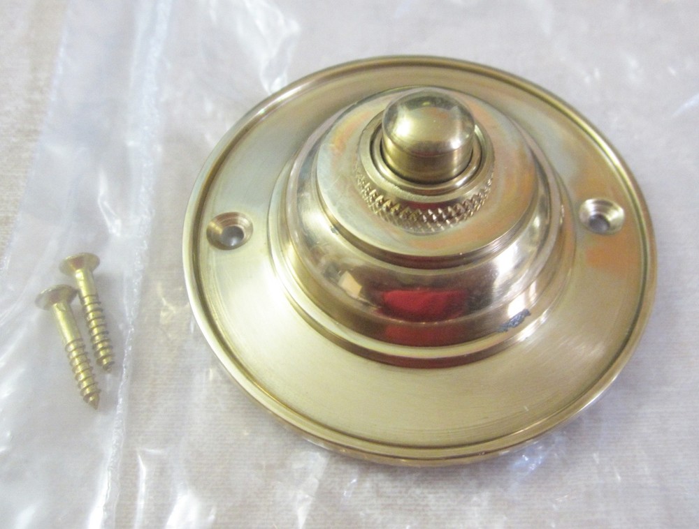 NEW 2-7/8" Round Solid Cast Brass Doorbell Button, Polished Brass Finish