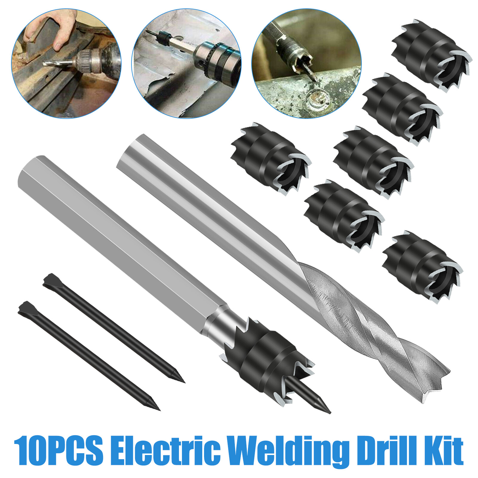 10Pcs 3/8" Double Sided Spot Weld Cutter Remover Drill Bit Welder Cut Rotary Kit gallery