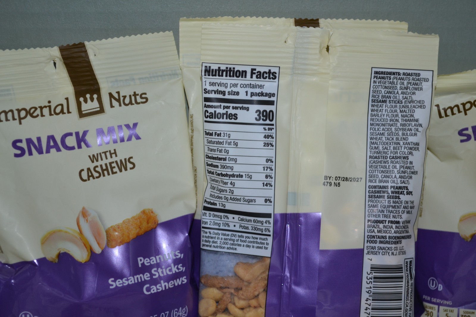 (8) Imperial Nuts Snack Mix With Cashews, 2.25 oz Each, Best By Date 07/2027 gallery