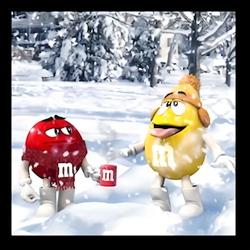 M & M Red Yellow Candy Catching Snowflakes Winter Refrigerator Fridge MAGNET gallery