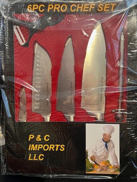 Six Piece Kitchen Knife Set (4 knives, sharpening steel, and peeler) New in Box gallery