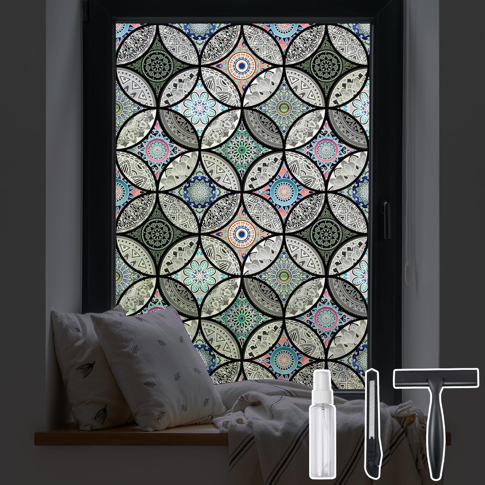 DKTIE Static Cling Decorative Window Film Vinyl Non Adhesive Privacy 17.7"x78.7" gallery