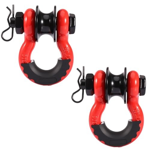 3/4" D Ring Shackle with Upgraded Snatch Blocks,57,000 lbs(28.5 Ton) Red gallery