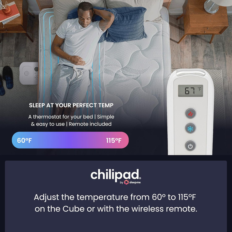 Chilipad Cube Bed Cooling System - Cooling & Heating Mattress Topper, Set Indivi gallery