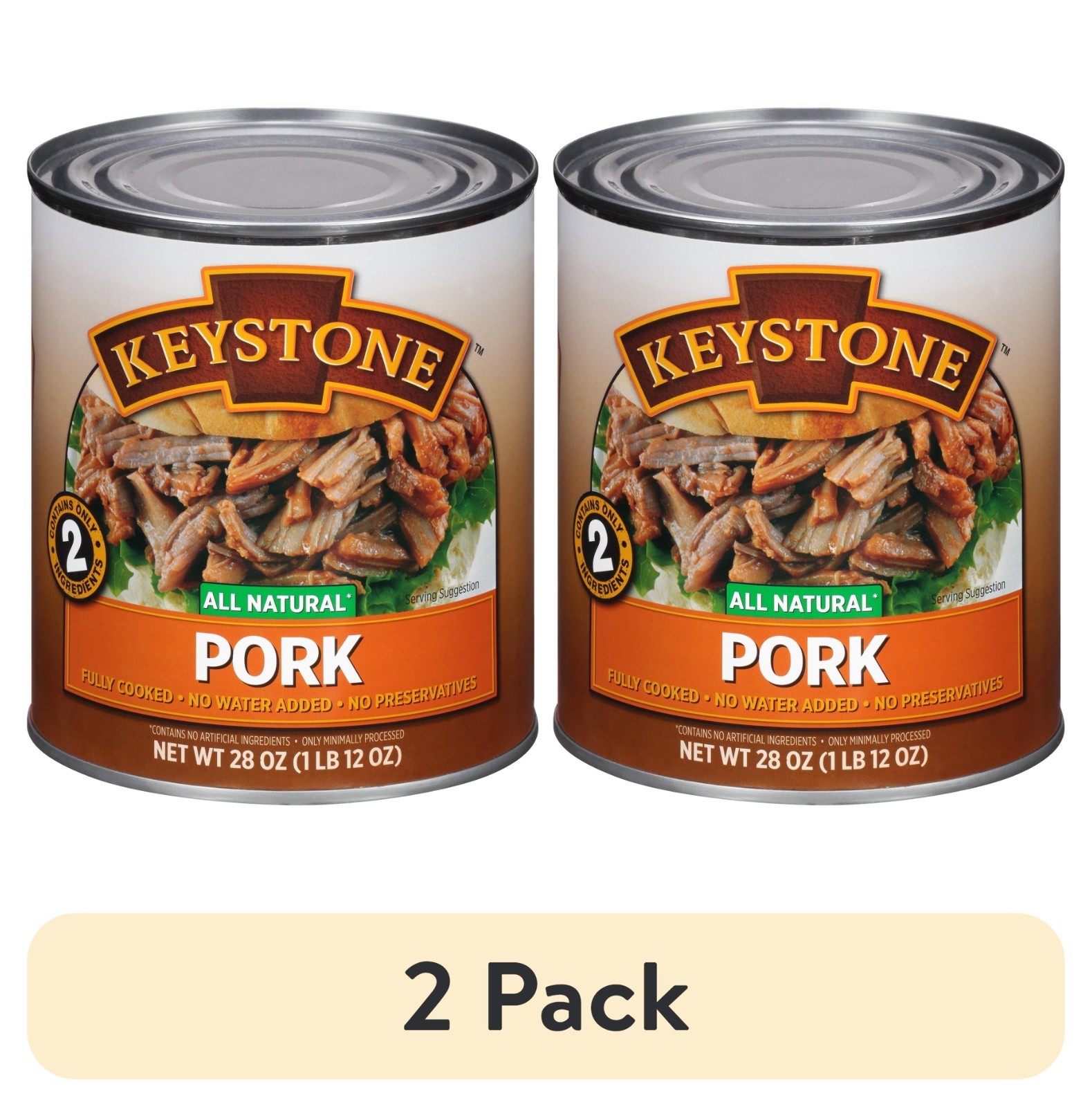 Keystone (2 pack) All Natural Pork 28 oz Can - Shelf Stable, Easy Meal 2 Pack gallery
