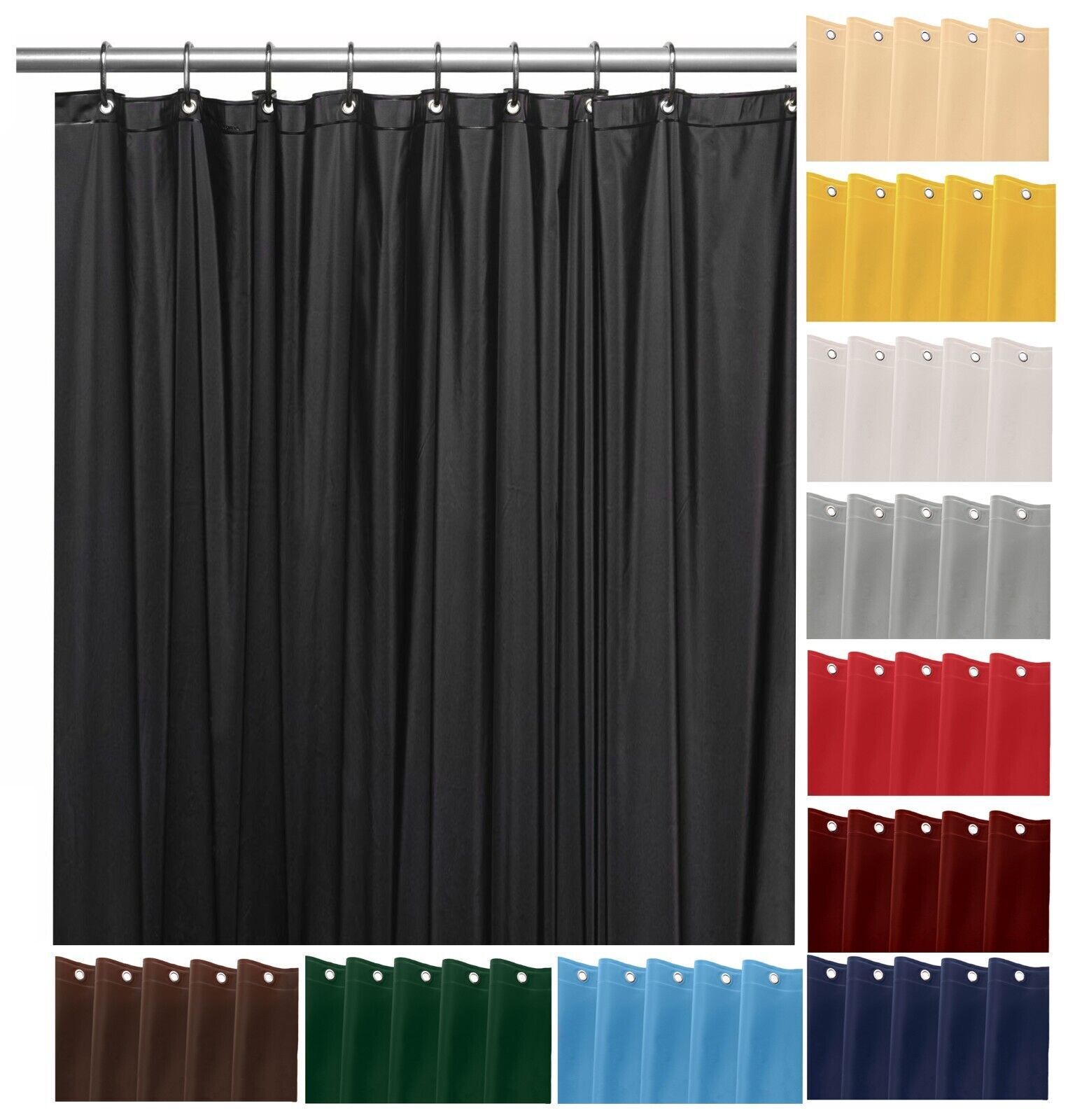 Shower Curtain Liner Mildew Resistant Vinyl Magnetized Bottom Grommets gallery