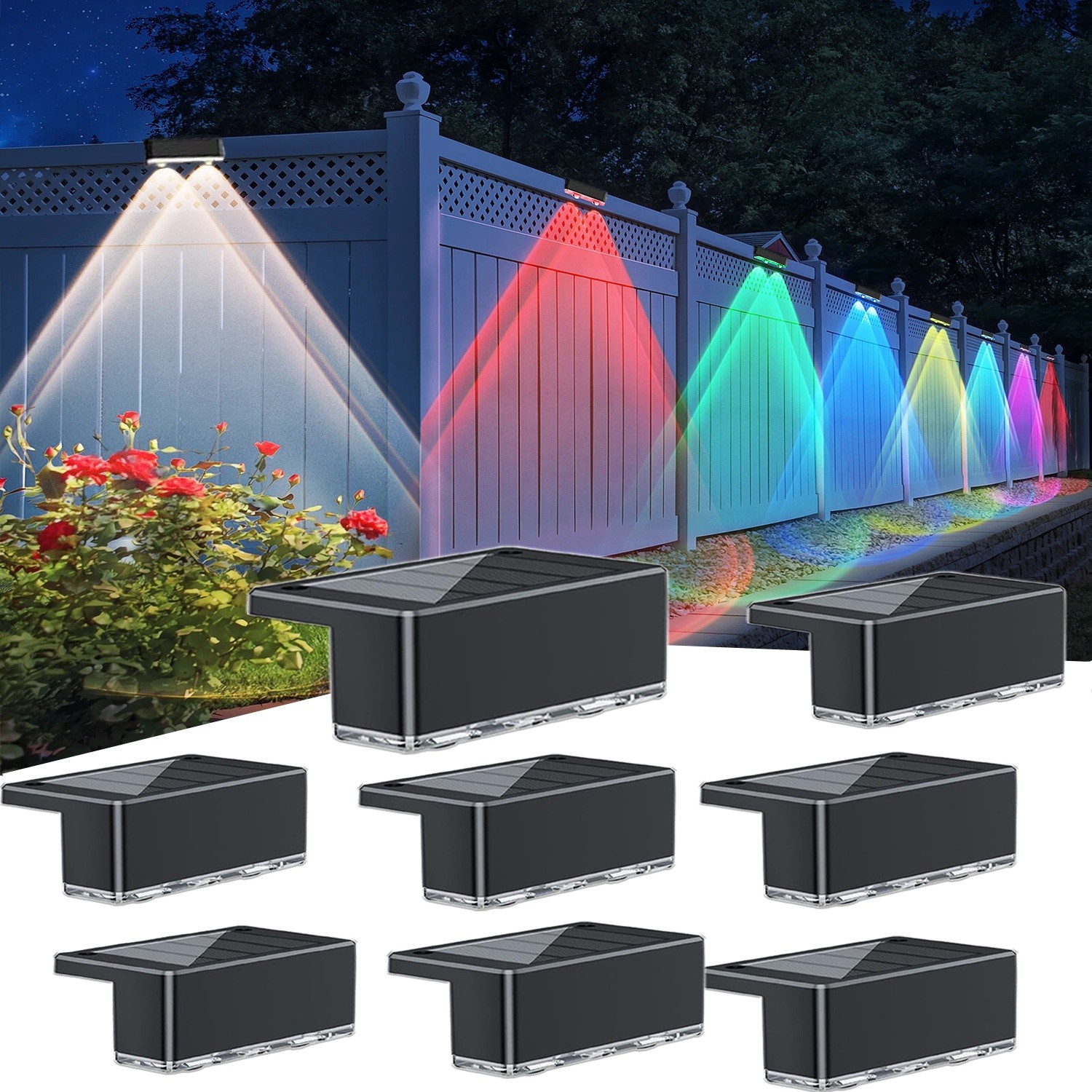 8Pack LED Solar Fence Lights Deck Door Wall Stair Step Outdoor Garden Decor Lamp gallery