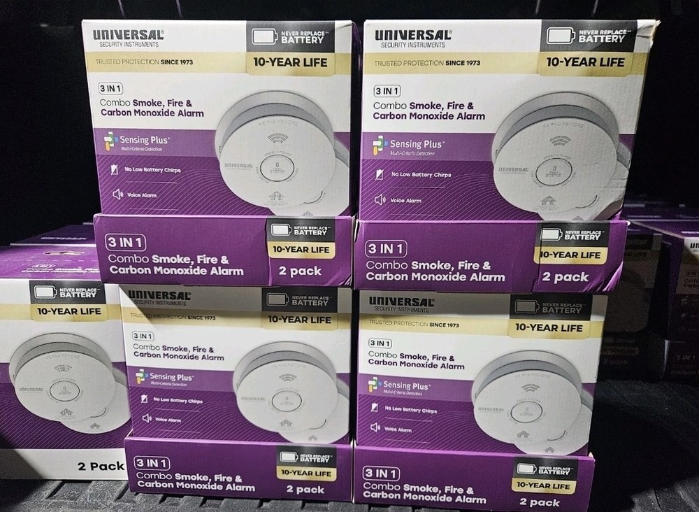 2 Boxes Universal 2-Pack 10-Year Battery Combination Smoke and Carbon Monoxide