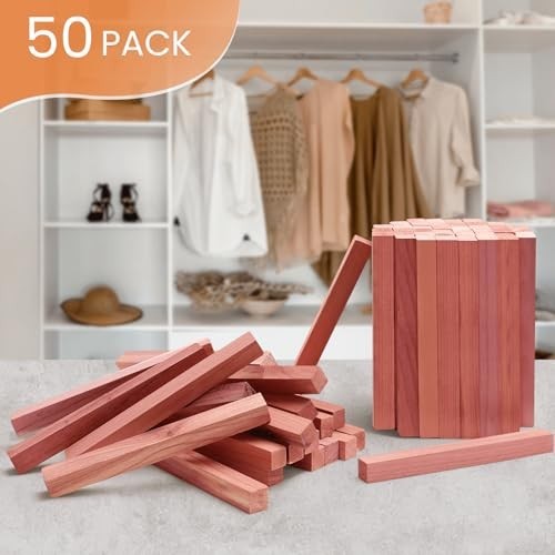 Cedar Blocks for Clothes Storage, 50Pcs Cedar Sticks, Aromatic Red Cedar gallery