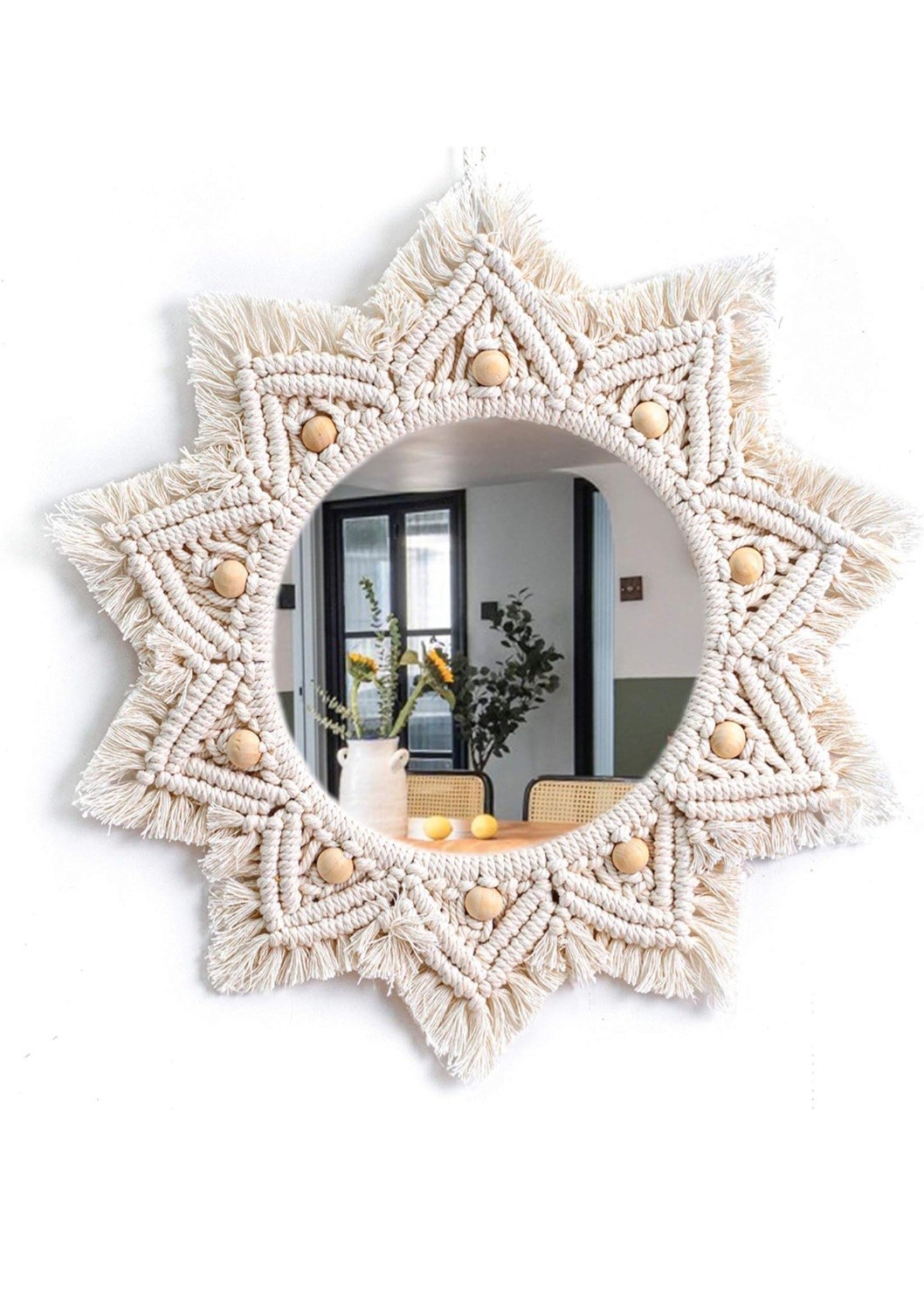 Boho Wall Decor Mirror Circle Hanging Mirror for Bedroom Living Room Home Decor gallery