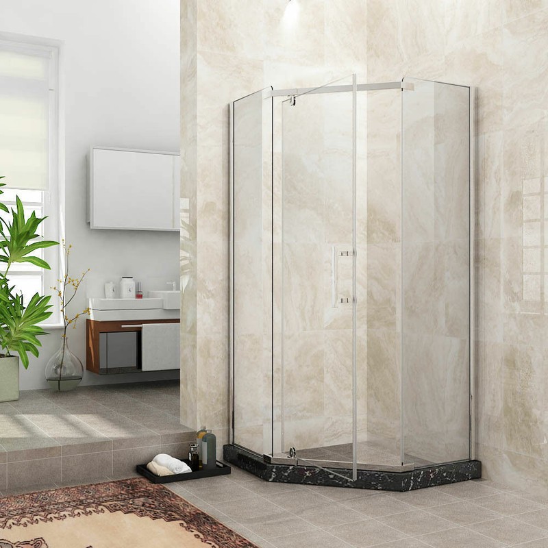 SUNNY Semi-Frameless Shower Enclosures Pivot Shower Door 36.5" x 36.5" x 72" gallery