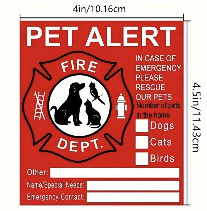 Sticker Pet Alert For Fire Emergency, Decal Rescue Firefighter Family Home 4.5” gallery