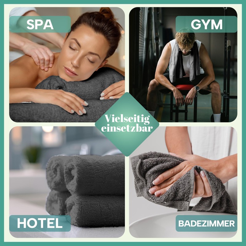 Anthracite Grey Soft Absorbent Cotton Hand Towels 20x40 Inch 8 PCS gallery