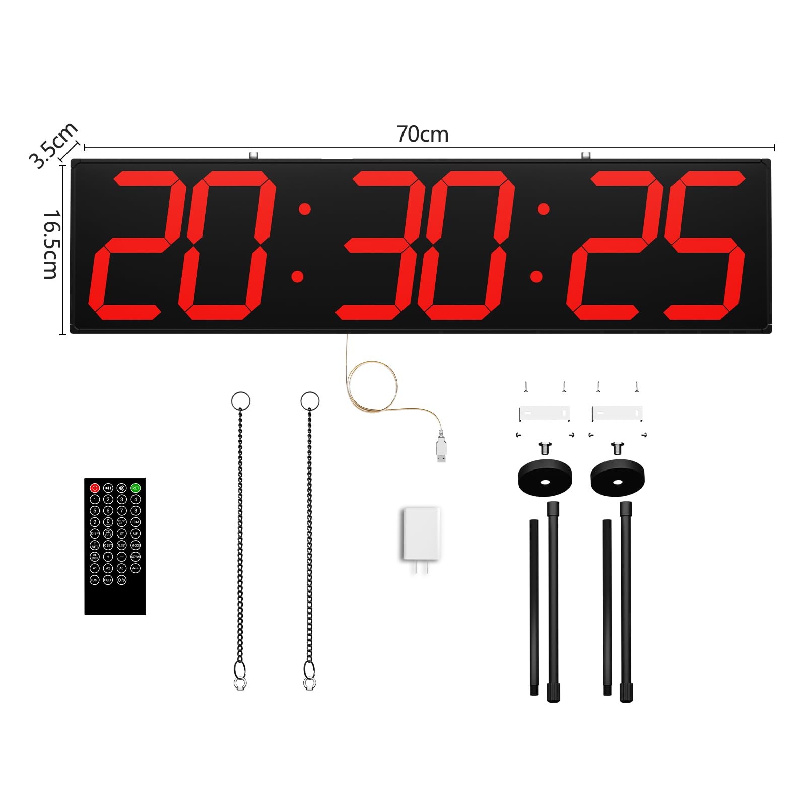 CHKOSDA 27-inch Double-Sided Digital Wall Clock, Multifunctional LED Digital Clo gallery
