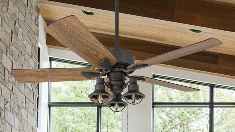52" Rustic Cabin Ceiling Fan w Lights Mission Style Aged Bronze Barnwood Finish gallery