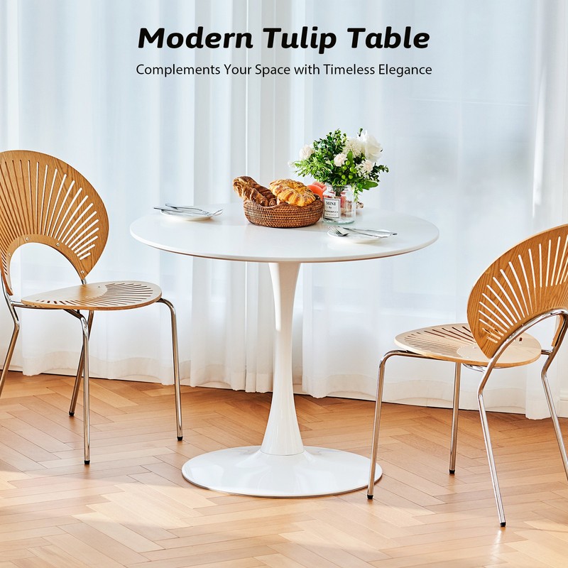 VONLUCE Round Dining Table, 36 Inch Tulip Table with MDF Top and Steel Base-Used gallery