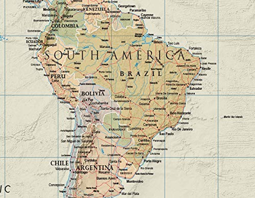 World Contemporary Premier Wall Map Poster Mural 24h x 36w - LAMINATED gallery