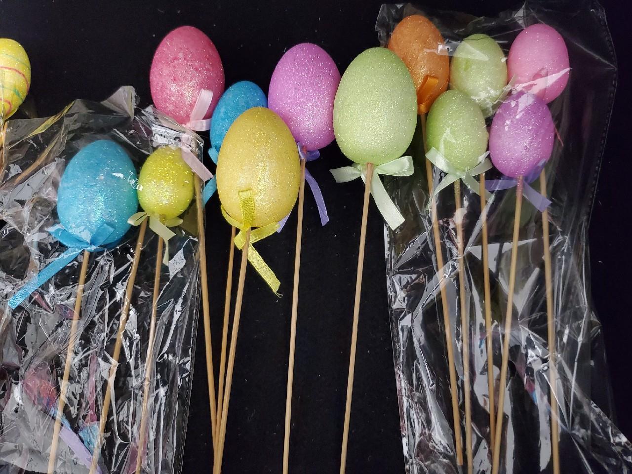 NEW OPEN PACKS SET OF 24 11" EASTER PICKS PLANTS GLITTERED STYRO EGGS ASST SIZES gallery