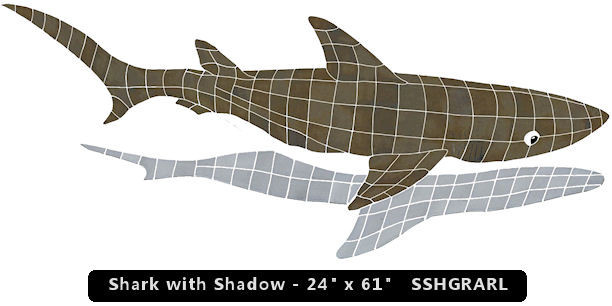 Shark w/ Shadow Mosaic Tile for Pool Counter Top Bath Wall School Logo FREESHIP gallery