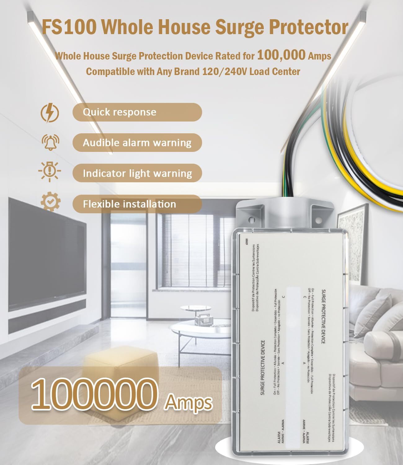 FS100 For Siemens FS100 Protector Whole House Surge Protection Device Rated gallery