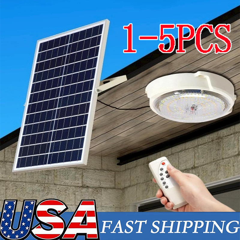 Solar Panel Powered Light Pendant Ceiling Lamp Indoor Outdoor Garden Shed Barn gallery