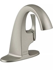 Kohler Transitional Single-Control Bathroom Faucet Vibrant Brushed Nickel Finish