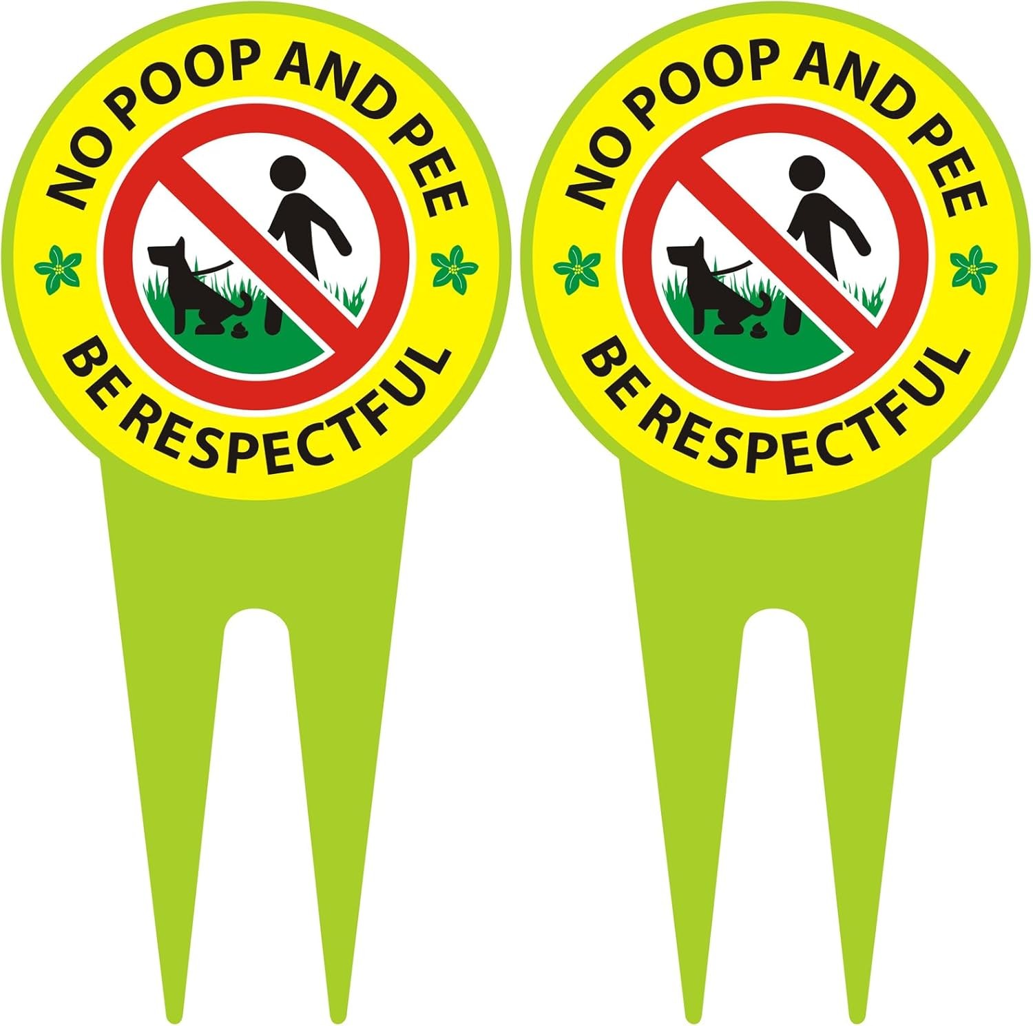 2 Pack No Dog Poop Sign Double Sided Be Respectful Lawn Yard Warning Outdoor gallery