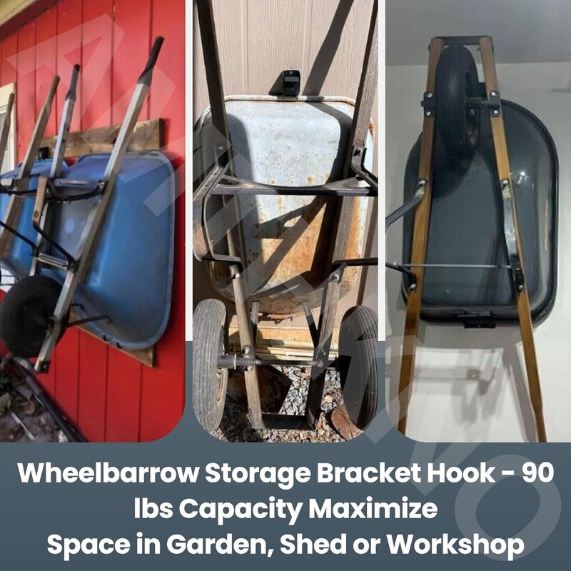 Wheelbarrow Storage Bracket Hanger Wall Mount 90 lb Capacity Garage Rack gallery