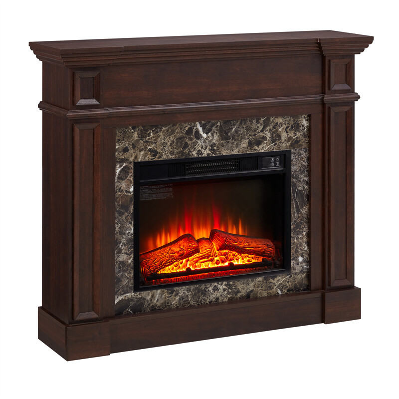 Freestanding Electric 1400W Fireplace Mantel TV Stand Space Heater wtih Remote