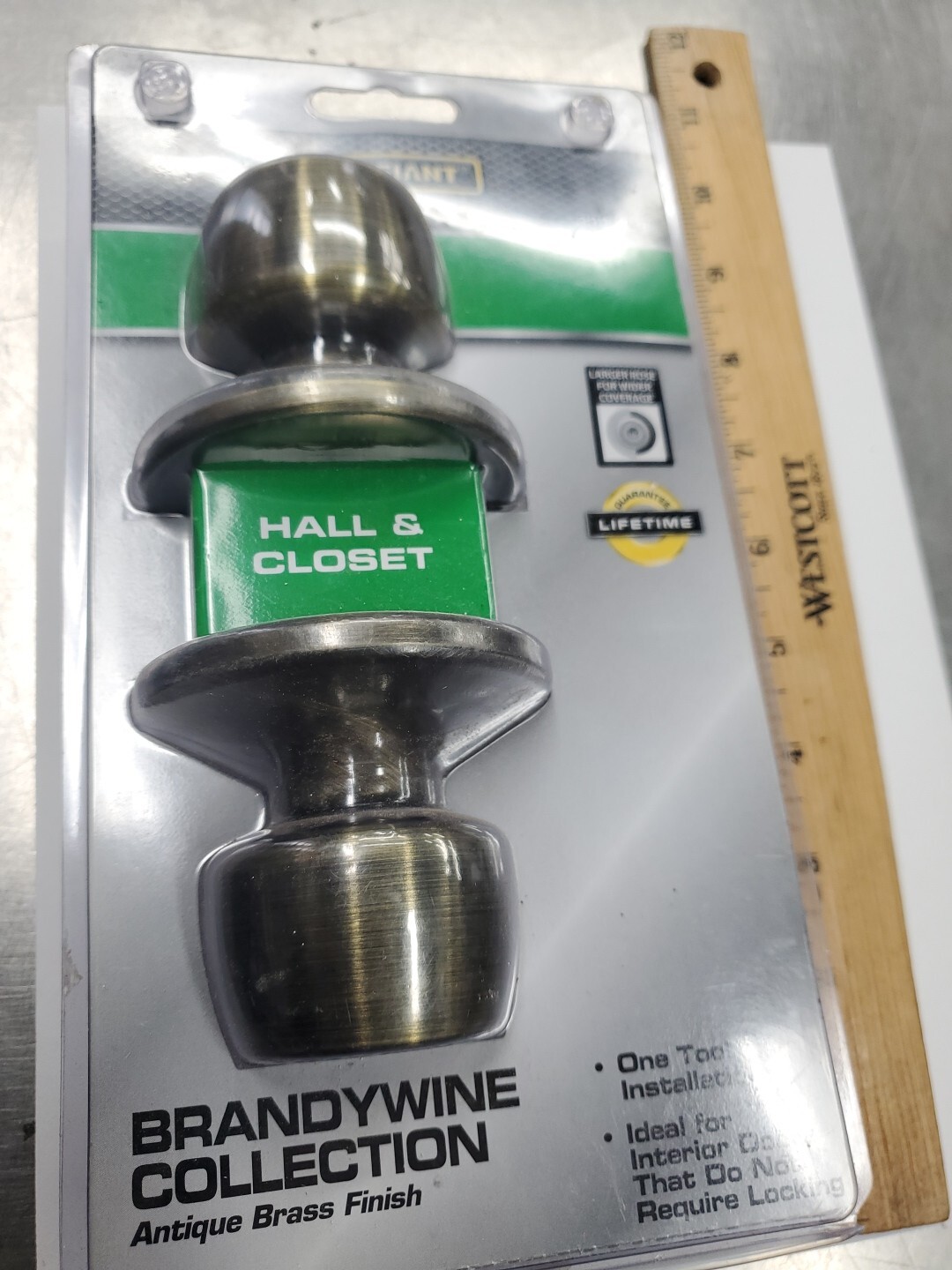 Defiant Hall & Closet Doorknob - Brandywine Antique Brass Finish - New gallery