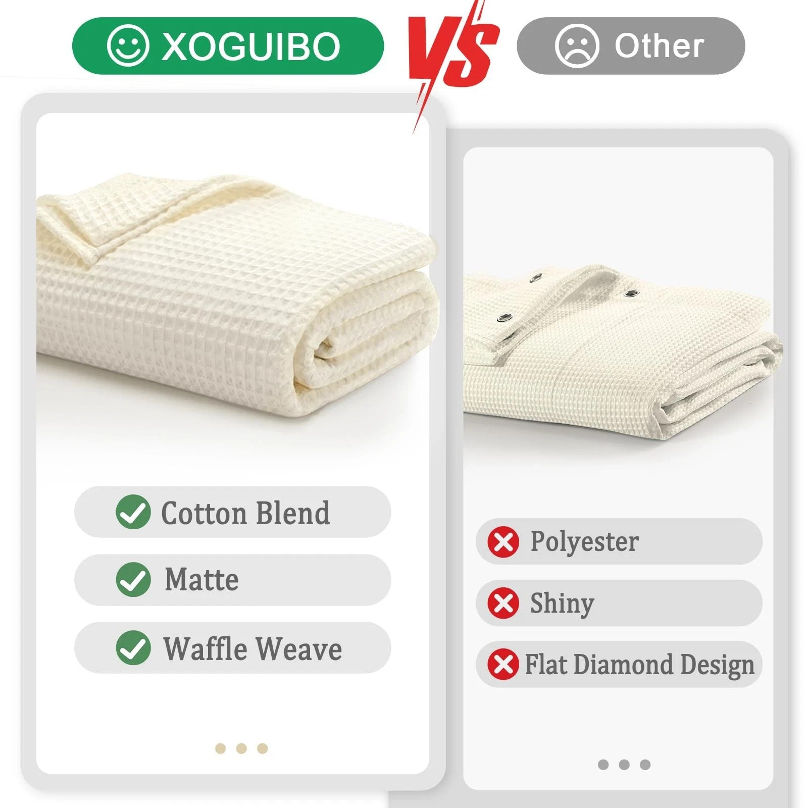 Waffle Weave Shower Curtain - Ivory Cotton Fabric Texture Heavyweight Shower ... gallery