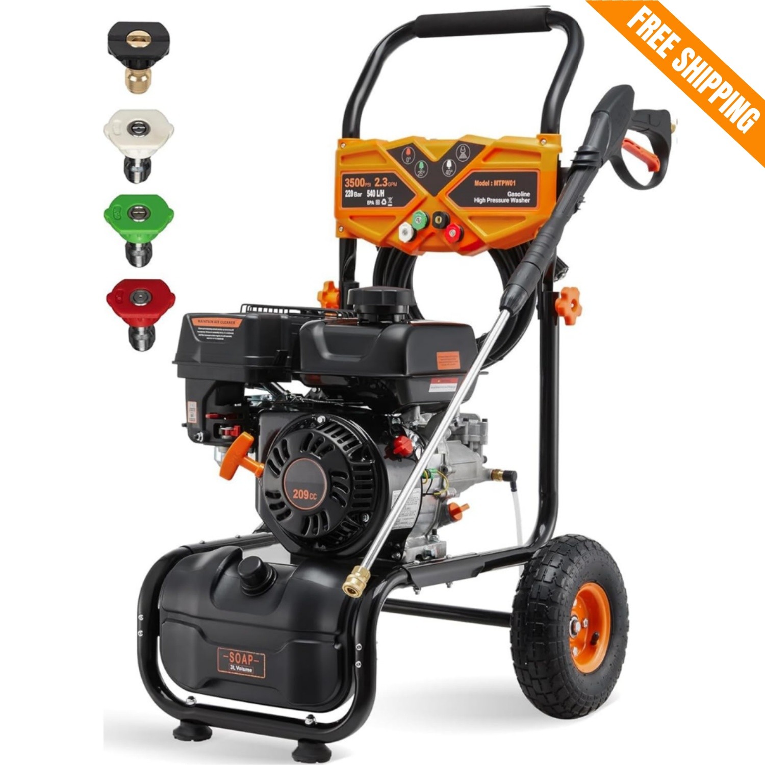 Gas High Pressure Washer Gas Powered Washer 3500 PSI 2.3 GPM 209cc 4 Nozzles gallery